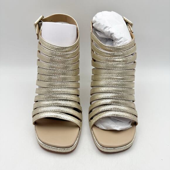 Donald Pliner Womens Sevanna Heeled Sandals US 8.5 M Gold Metallic Leather NIB - Picture 7 of 13